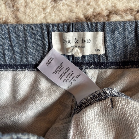 Rag & Bone Miramar Denim-Print Joggers Pants Jeans Distressing Fading Faux Denim - Picture 7 of 7